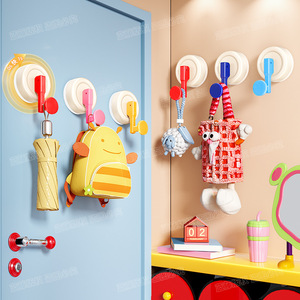 Crochet à ventouse rond robuste à fixer au mur pour salle de bain, entrée, chambre à coucher, rangement, avec poignée et capuchon rouges - Product Image 2