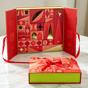 <span class=keywords><strong>Calendrier</strong></span> de l'Avent de Noël de luxe personnalisé, boîtes en papier rigides haut de gamme, 12 ou 24 jours, avec tiroirs pour cosmétiques, cadeaux de Noël - Product Image 1