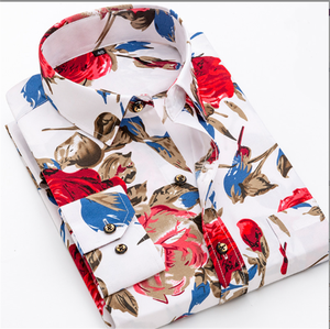 Herren Farbkontrast nähte Langärmliges, halb offenes Stehkragen hemd Herren Business Casual Langarm-Karohemd - Product Image 1