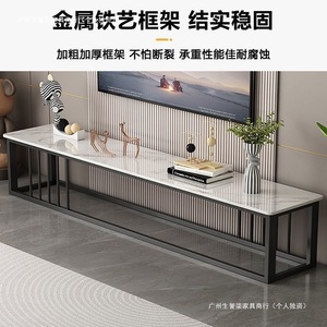 Minimalist Tv Stand Marble Top Metal <b>Frame</b> Modern Living Room Furniture For Small Apartment - Product Image 5