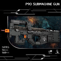 Mould King 14018S - Juego de Bloques de Construcción de Armas de Fuego de Plástico para Armar, Modelo P90, Bloques de Construcción de Pistola Subfusil para Niños
