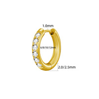 Pendientes de Aro Minimalistas de Lujo de Acero Inoxidable con Cierre de Clic, Micro Pavé de Circonita Cúbica, Joyería de Oreja Tipo Huggie Circular