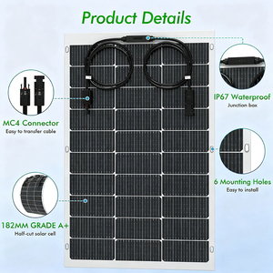 แผงโซลาร์เซลล์แบบยืดหยุ่น 100W 18V โมโนคริสตัลไลน์ซิลิคอน ราคาประหยัด ประสิทธิภาพ 23.7% ได้รับการรับรองมาตรฐาน CE ยี่ห้อ ALECTER รุ่น APH-P83 L สำหรับตั้งแคมป์และกิจกรรมกลางแจ้ง - Product Image 3