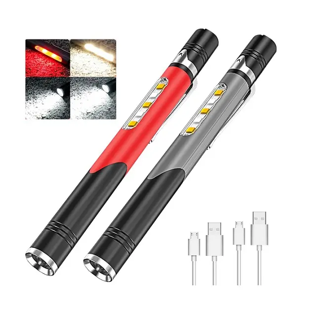 Best Selling Mini Pen Clip Torch Pen Light Abs Grey 4 Modes Adjustable Usb Rechargeable Ipx4 Waterproof 100-200 Lumens Torch