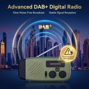 10-Year Lifespan Portable Emergency DAB+ NOAA WB FM Radio Solar <b>Speaker</b> Tactical Grade Hand Crank Global Satellite Radio - Product Image 3