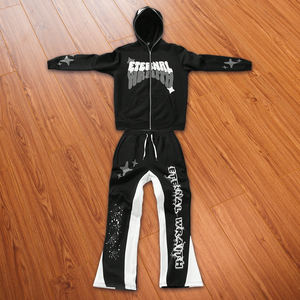 طقم سويت شيرت صيفي بالجملة مخصص للجنسين بتصميم عتيق للشارع، بنطلون رياضي وهودي بغطاء للرأس، 100% بوليستر قابل للتنفس - Product Image 3