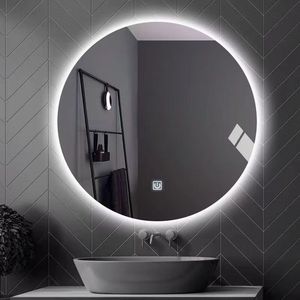 Espejo <span class=keywords><strong>de</strong></span> <span class=keywords><strong>Baño</strong></span> Redondo Moderno e Inteligente con Iluminación LED, Montado en la Pared, <span class=keywords><strong>Antivaho</strong></span>, con Pantalla Táctil, para Salón y Hotel - Product Image 2