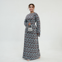 Robe Abaya Islamique Imprimée pour Femme 2026 Loriya Fashion Tissu Doux Ceinturée Modeste Vêtement Musulman Tenue Quotidienne Islamique Robe Longue
