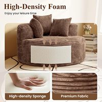 Moderner cremefarbener Cord-Sessel, platzsparend, rollverpackt, keine Montage erforderlich, Einzelsofa für Apartment und Schlafzimmer