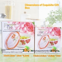 Bol en céramique pour la conservation des aliments, 5/6 pouces, compatible micro-ondes, boîte à lunch pour réfrigérateur, couvercle hermétique, motif floral, nouveau bol de style chinois