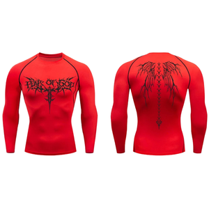 T-shirt de compression respirant à manches longues unisexe personnalisé avec impression par transfert thermique, séchage rapide, pour la salle de sport, le fitness, le MMA et l'entraînement - Product Image 4