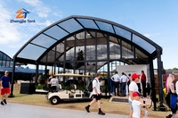 Tenda Atap Lengkung Bahan Aluminium Alloy dengan Jendela PVC Transparan, Rangka Cat Hitam, Tenda Luar Ruangan untuk Pesta, Acara, Pameran, Semua Musim