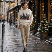 Pull personnalisé pour homme avec logo sur le devant, tricoté, pour Noël, hiver, anti-rides, respirant, en nylon/coton