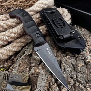 Cuchillo Bowie Táctico de Acero Inoxidable Damasco con Funda, Punta de Lanza, para Supervivencia al Aire Libre y Camping, Incluye Silbato y Varillas de Magnesio - Product Image 3