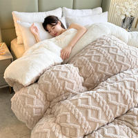 Couette d'hiver épaisse et chaude en velours sherpa, ensemble de couette moelleuse pour la maison, vente chaude en usine