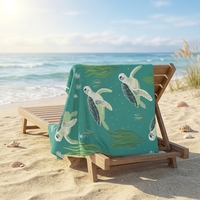 Serviette de plage en microfibre écologique toutes saisons, imprimé tortue marine et algues, séchage rapide, résistante au sable, grande capacité d'absorption, pour la baignade