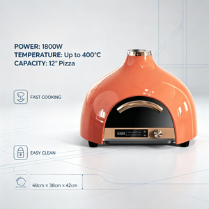 Horno Eléctrico para <span class=keywords><strong>Pizza</strong></span> de Encimera con Control de Temperatura, Diseño Retro Naranja, para <span class=keywords><strong>Pizza</strong></span> Casera al Estilo <span class=keywords><strong>Italiano</strong></span> Auténtico - Product Image 6