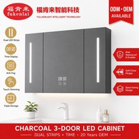 Armadietto da Bagno Fullkenlight con Ampio Spazio di Stoccaggio, Armadietto a Specchio di Lusso con LED Intelligente e Display Orario