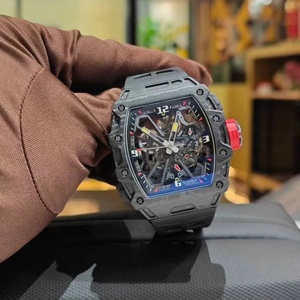 3503 Luxury Carbon Fiber Skeleton <b>Automatic</b> Men's Watch Diver Alarm <b>Chronograph</b> Sport Style Square Case Butterfly Balance Wheel - Product Image 6