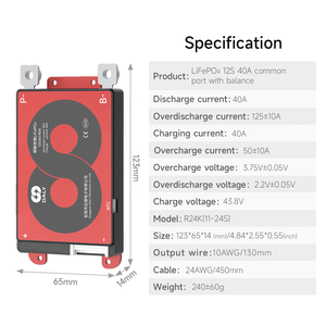 Daly E xe đạp BMS cho ngân hàng điện cầm tay AGV Xe Lăn Điện LiFePO4 12S 36V 40A Pin LFP 12S BMS Board daly - Product Image 2