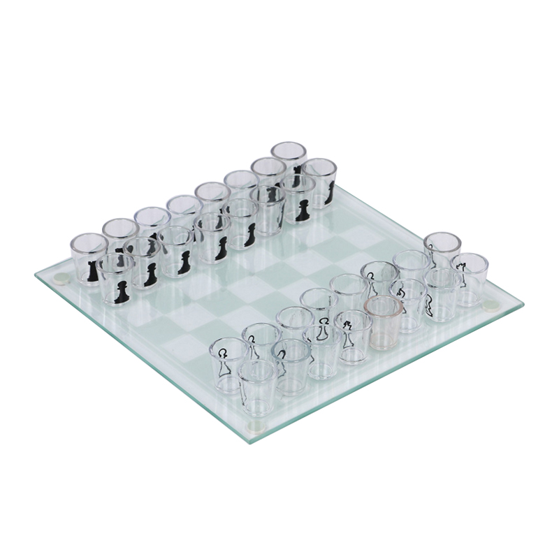 Plateau d'échecs créatifs, en verre, 35x35 cm, jeu pour adultes, à boire