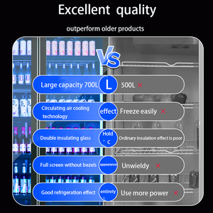 Bộ làm mát Màn hình Đồ Uống 3 cửa, Bộ điều chỉnh nhiệt kỹ thuật số, làm mát không khí, đèn LED 3 màu, nhiệt độ 2 ~ 8 ° C, cho quán bar và nhà hàng - Product Image 3