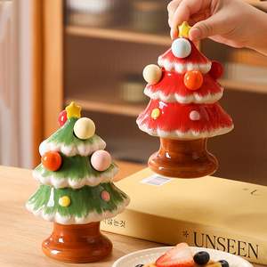 Juego de tenedores de cerámica con forma de árbol de Navidad, creativos, seguros y bonitos, para frutas, para niños, de alta estética, reutilizables, para decoración de mesa en el hogar. - Product Image 3
