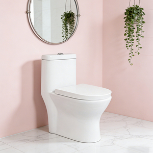 Nouvelle toilette de luxe moderne à double <span class=keywords><strong>chasse</strong></span>, à poser au sol, avec siphon anti-odeur S-trap, monobloc en céramique à fermeture lente, pour écoles - Product Image 6