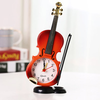 Réveil en forme de violon - Affichage LCD en plastique - Instrument de musique créatif - Horloge de table pour la décoration du salon