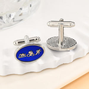 กระดุมข้อมือและฝาครอบด้านล่างแบบวงกลมสีน้ำเงิน ทำจากโลหะผสม สำหรับเสื้อเชิ้ตผู้ชาย ของขวัญสุดพิเศษสำหรับการแข่งขันไตรกีฬา ปี 2026 - Product Image 4