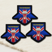 PATCH TACTIQUE PATHFINDER en tissu parachute brodé bleu avec drapeau britannique et motif avion, bordure noire, pour uniformes, sacs, chapeaux, DIY