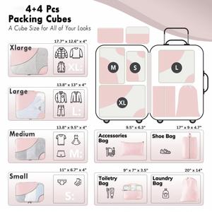 Juego de 8 Cubos Organizadores de Equipaje Premium con Tela Antidesgarro, Malla Transpirable, Asas de Fácil Transporte y Cierres Bidireccionales Suaves - Product Image 3