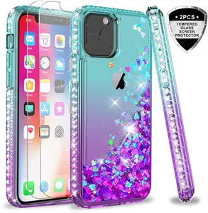 For iPhone X XR XS Max Case Luxury Quicksand Liquid Case Bling Sequin Glitter Diamond Hard Back Cover For iPhone 11プロマックスCase