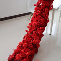 Zijden Kunstbloemen Loper Weelderige Rozen Bloemstuk Tafelarrangement Boog Achtergrond Winkelruit Presentatie Bruiloft Tafeldecoratie