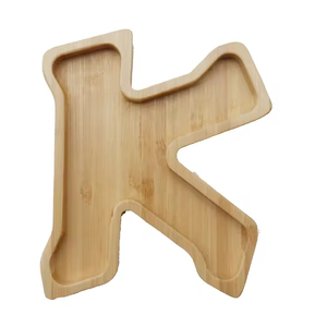 Plato para servir comida de bambú para cena con forma de alfabeto inglés reutilizable plato de bandeja de frutas secas con nueces - Product Image 4