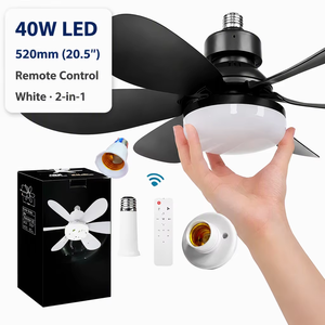 Ventilateur de plafond LED blanc 20,5 pouces 40W avec télécommande, 6 pales, intensité variable, design moderne pour salon - Product Image 4