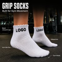 Chaussettes de Pilates respirantes, antidérapantes, à compression, avec bordure festonnée, en tricot, pour le sport