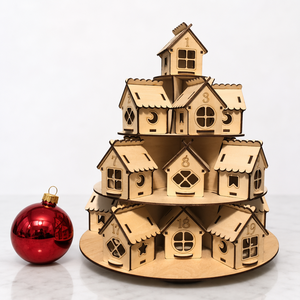 Calendario de Adviento de Madera DIY con Casas de Pueblo Navideñas de 25 Días y Techos Desmontables para Exhibición en Mesa - Product Image 1