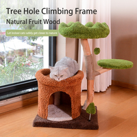 Arbre à chat en bois massif avec tronc en sisal et niche creuse, design minimaliste pour grands chats et propriétaires - Vente en gros
