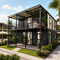 Casa Contenedor Modular Expandible de Dos Pisos y 40 Pies de Alta Calidad con Estructura de Acero, Tipo Granny Flat/Resort, 3 Dormitorios, 1 Baño, Envío Rápido