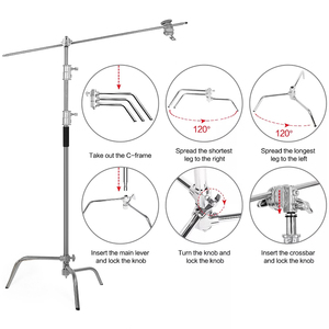 Chân máy ảnh C-stand chắc chắn, có thể điều chỉnh chiều cao 3.3M, chân máy ảnh bằng thép không gỉ, chân máy ảnh đa năng, chân máy ảnh chắc chắn - Product Image 4