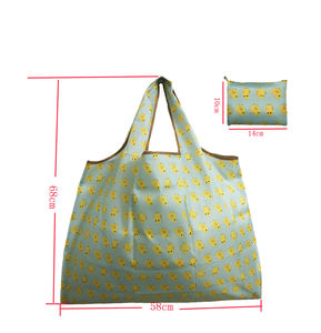 Sac de courses pliable en tissu polyester personnalisé, sac de courses pliable avec impression de logo, sac de courses réutilisable en nylon - Product Image 2