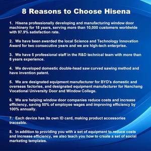 خط إنتاج هيسينا عالي الإنتاجية لقطع الألمنيوم بزاوية 45 درجة للنوافذ والأبواب، بقوة 30 كيلو واط و380 فولت مع اتصال ذكي - Product Image 6