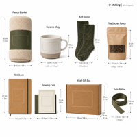 Kit de Confort Personnalisé pour l'Hiver : Couverture, Tasse, Chaussettes, Thé, Carnet, Carte, et Envoi d'Entreprise pour la Reconnaissance des Employés