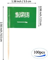 Bendera Tusuk Gigi Kustom Arab Saudi Baru dan Hiasan Topper Cupcake Mini Berbagai Negara