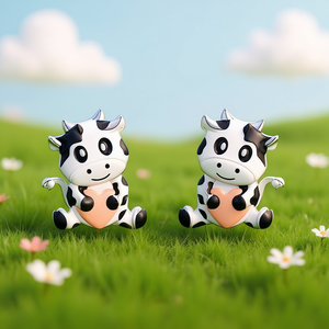 Boucles d'oreilles en forme de vache de dessin animé, en alliage de Zinc plaqué or Rose, bijoux unisexes à la mode, cadeau pour femmes, hommes et enfants - Product Image 2