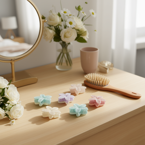 Barrettes à cheveux Tz Flower 8 cm en plastique, style doux avec strass pour femmes, usage quotidien - Product Image 3