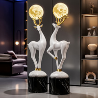 Lampes de lune Fulu, décorations de sol double pleine hauteur, design moderne, artisanat en résine de haute qualité sur le thème de l'art pour la décoration intérieure du salon