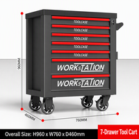 Chariot à outils en acier robuste avec panneau latéral ouvrable, 7 tiroirs, capacité de 300 kg, verrouillage à 3 points, personnalisable OEM/ODM/OBM pour la réparation automobile