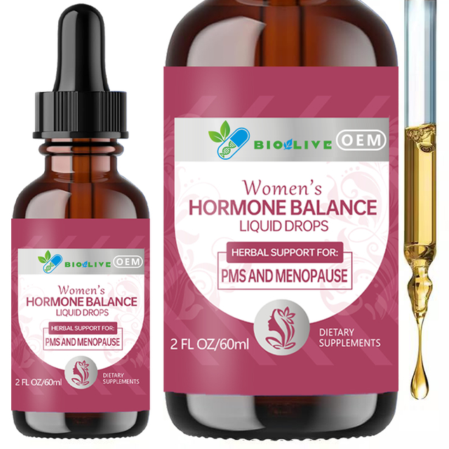 OEM 60ml Women's PMS & Menopause Support Drops Herbal Hormone Balance Liquid Supplement Private Label